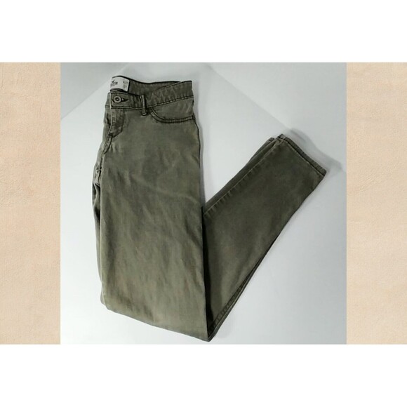 Hollister Sz 5R Jeans Drab Green Skinny Distressed Trendy Hipster Travel Holiday - Picture 3 of 6